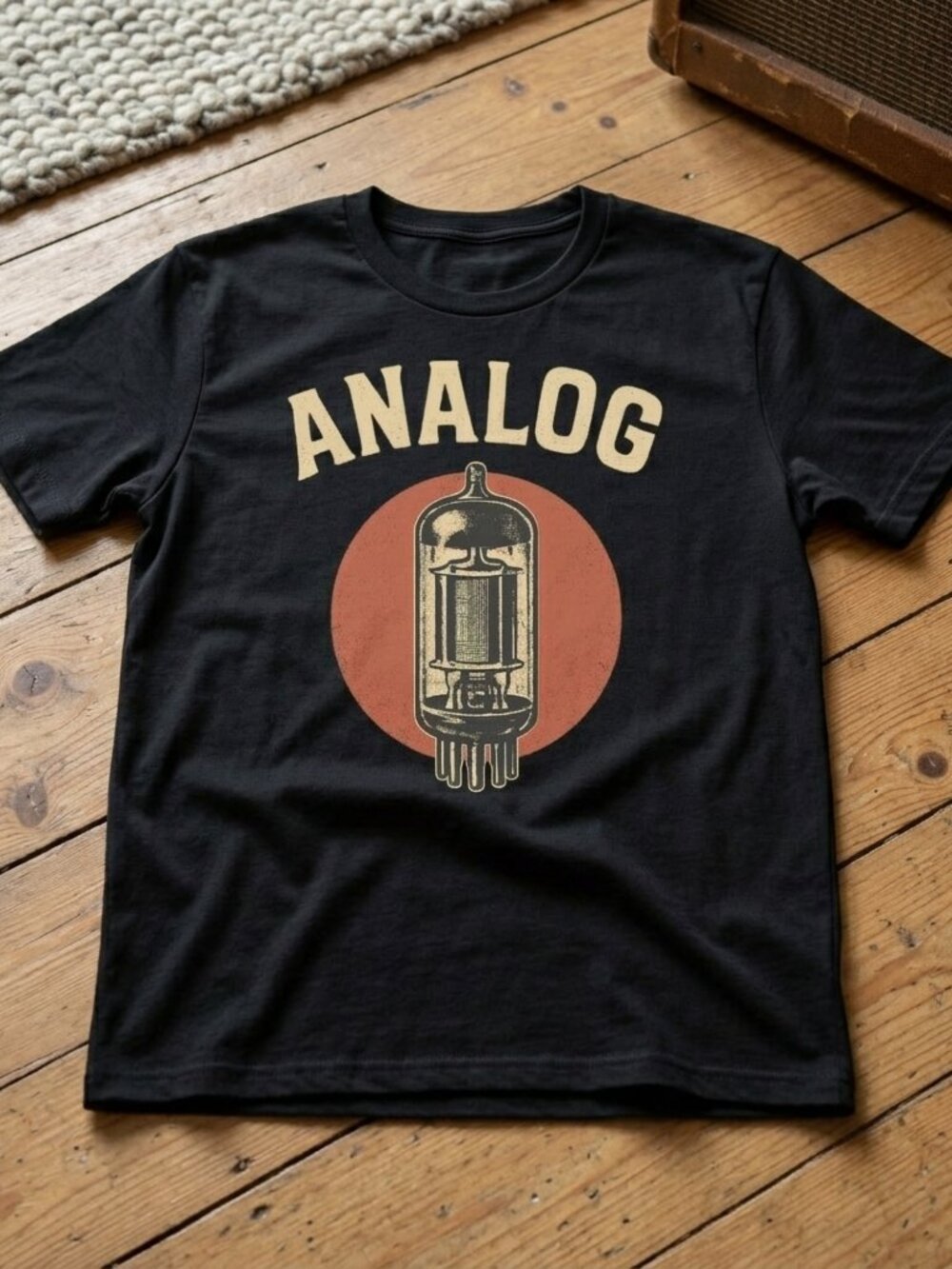 Vintage Style Analog Vacuum Tube Graphic T Shirt - Black Tee